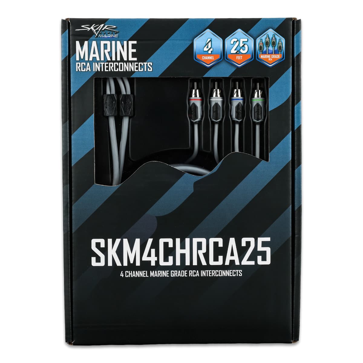 Skar Audio SKM4CHRCA25 | 25 Ft 4-Channel Marine Grade RCA Interconnect Cable