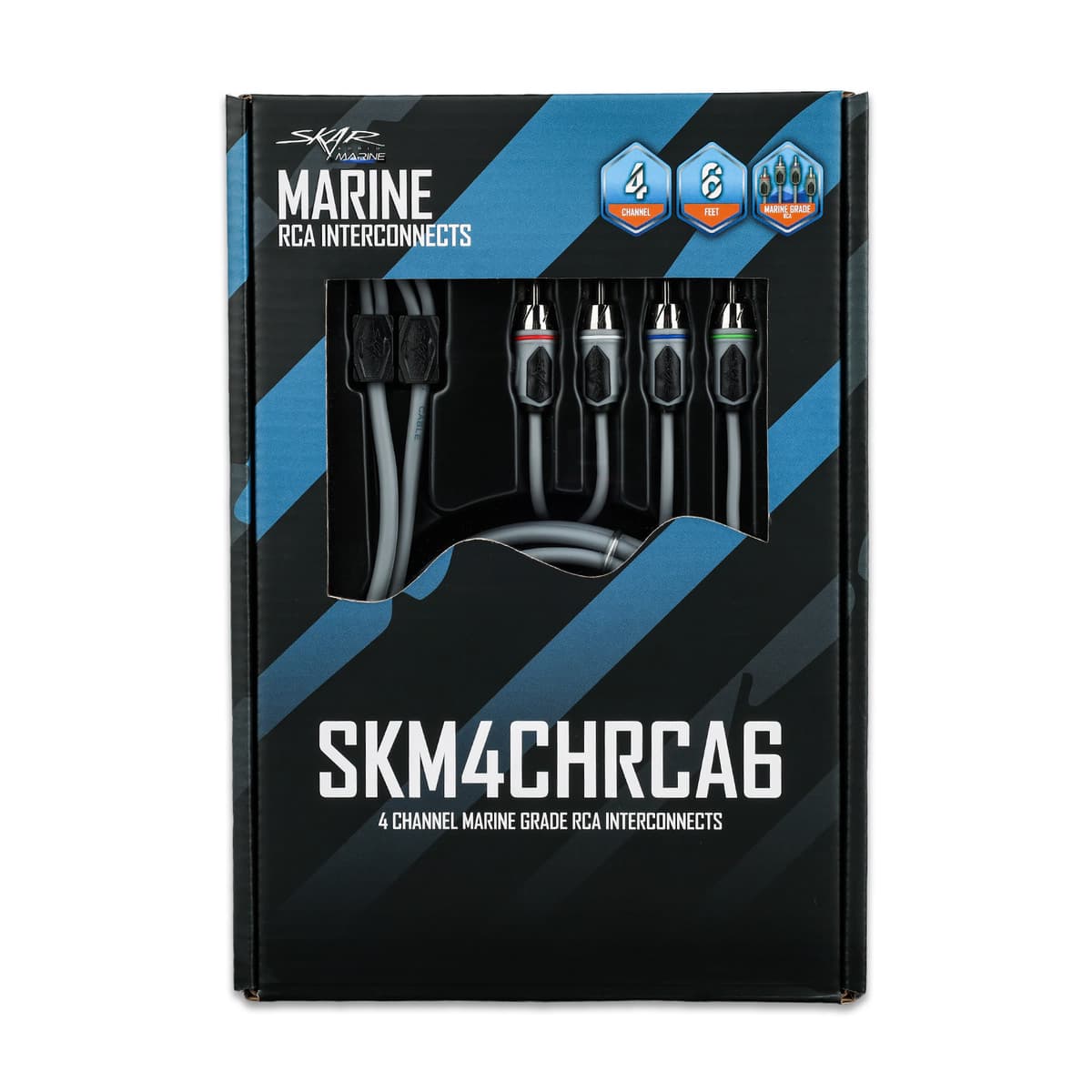 Skar Audio SKM4CHRCA6 | 6 Ft 4-Channel Marine Grade RCA Interconnect Cable