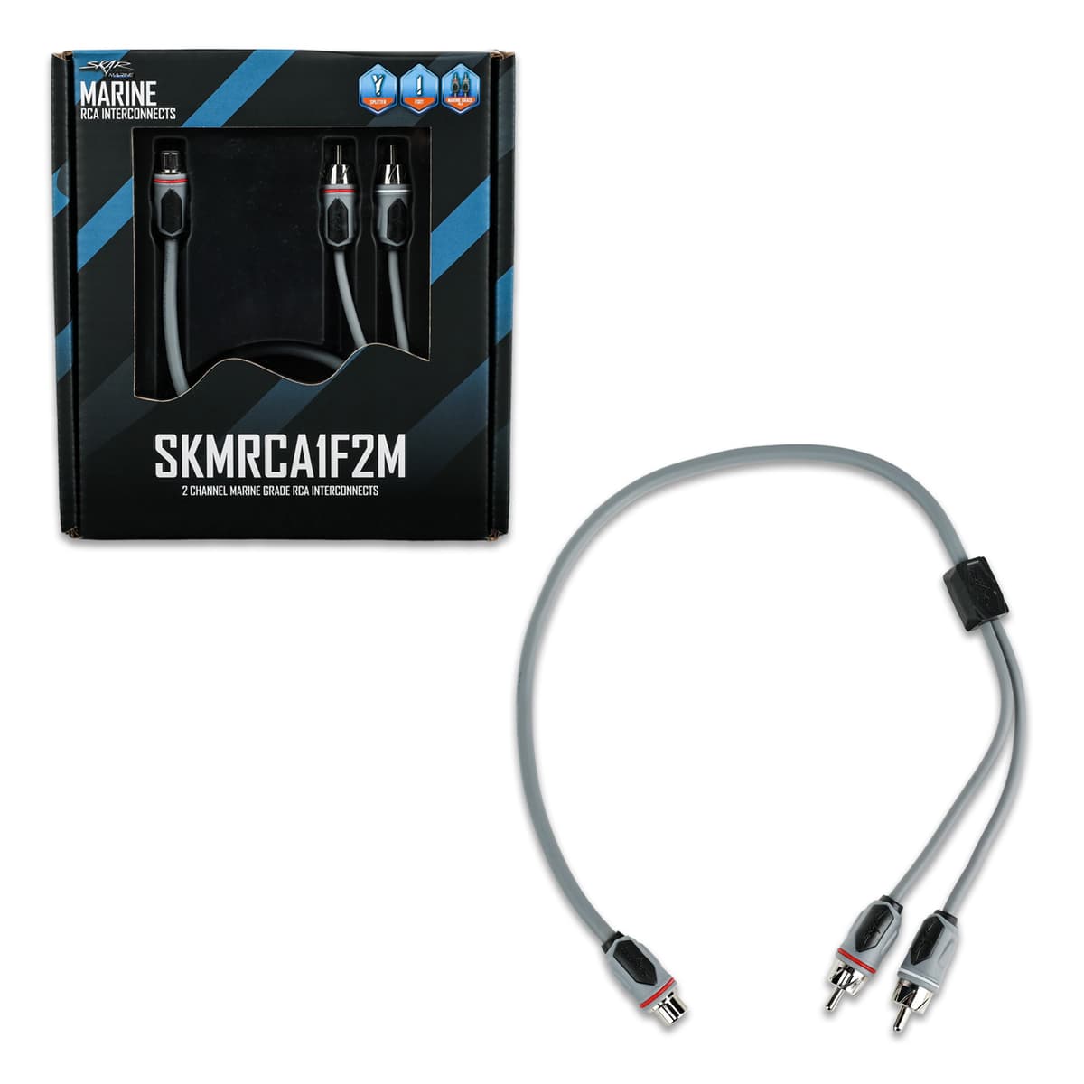 Skar Audio SKMRCA1F2M | 1-Female to 2-Male Marine Grade RCA Y-Adapter Cable