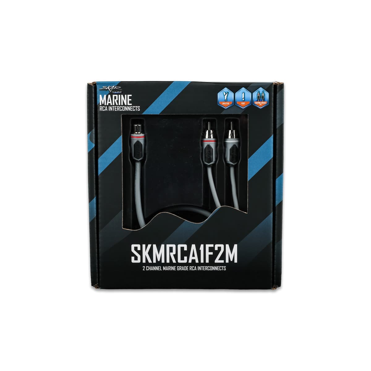 Skar Audio SKMRCA1F2M | 1-Female to 2-Male Marine Grade RCA Y-Adapter Cable