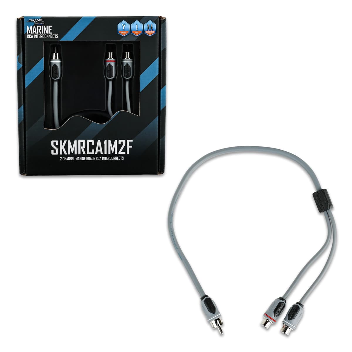 Skar Audio SKMRCA1M2F | 1-Male to 2-Female Marine Grade RCA Y-Adapter Cable