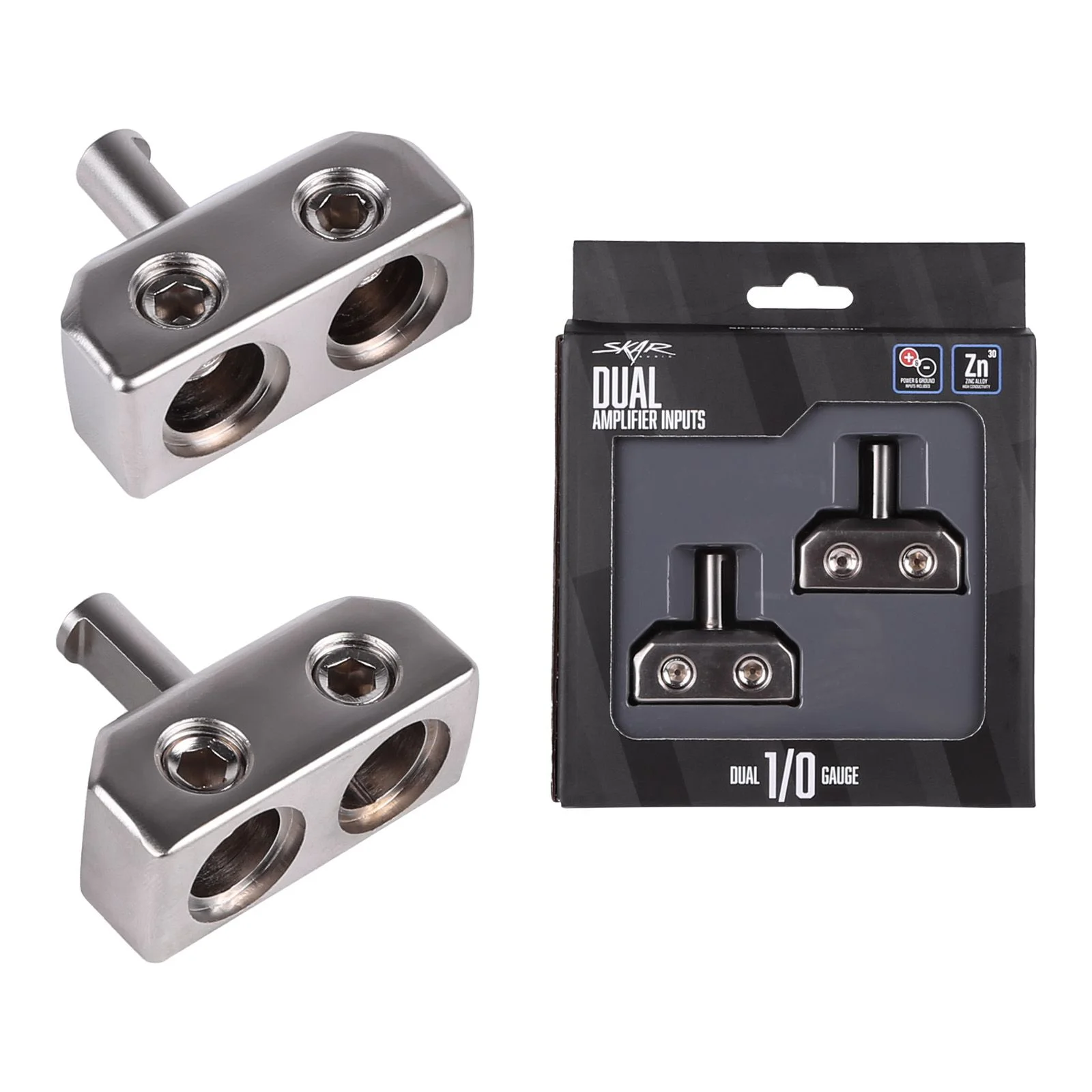 Skar Audio SK-DUAL0GA-AMPIN | Dual 1/0 Gauge to 1/0 Gauge Amplifier Input Adapters
