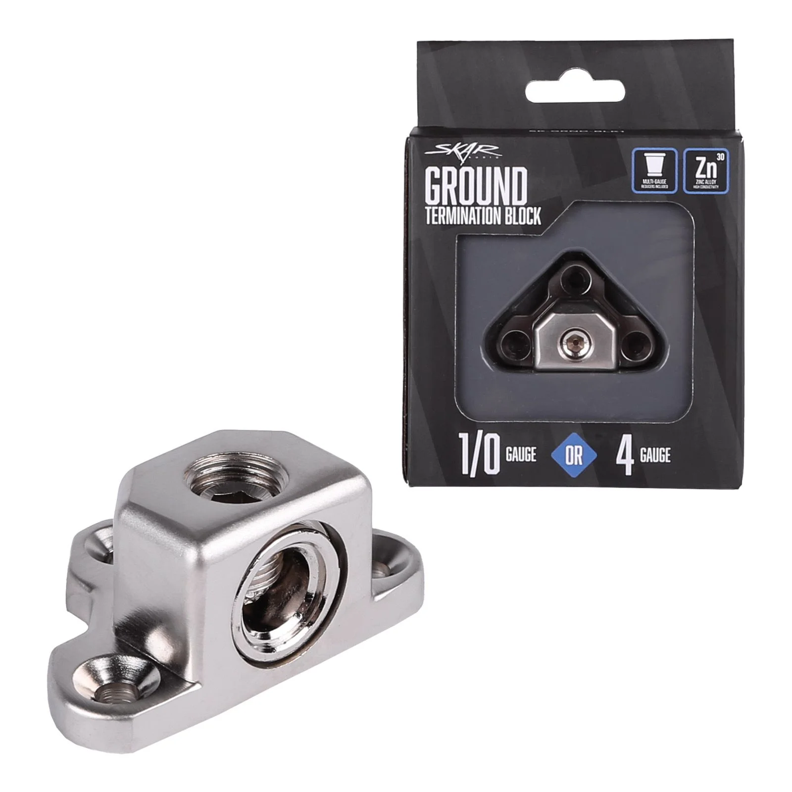 Skar Audio SK-GRND-BLK1 | Single 1/0 or 4 Gauge Ground Termination Block