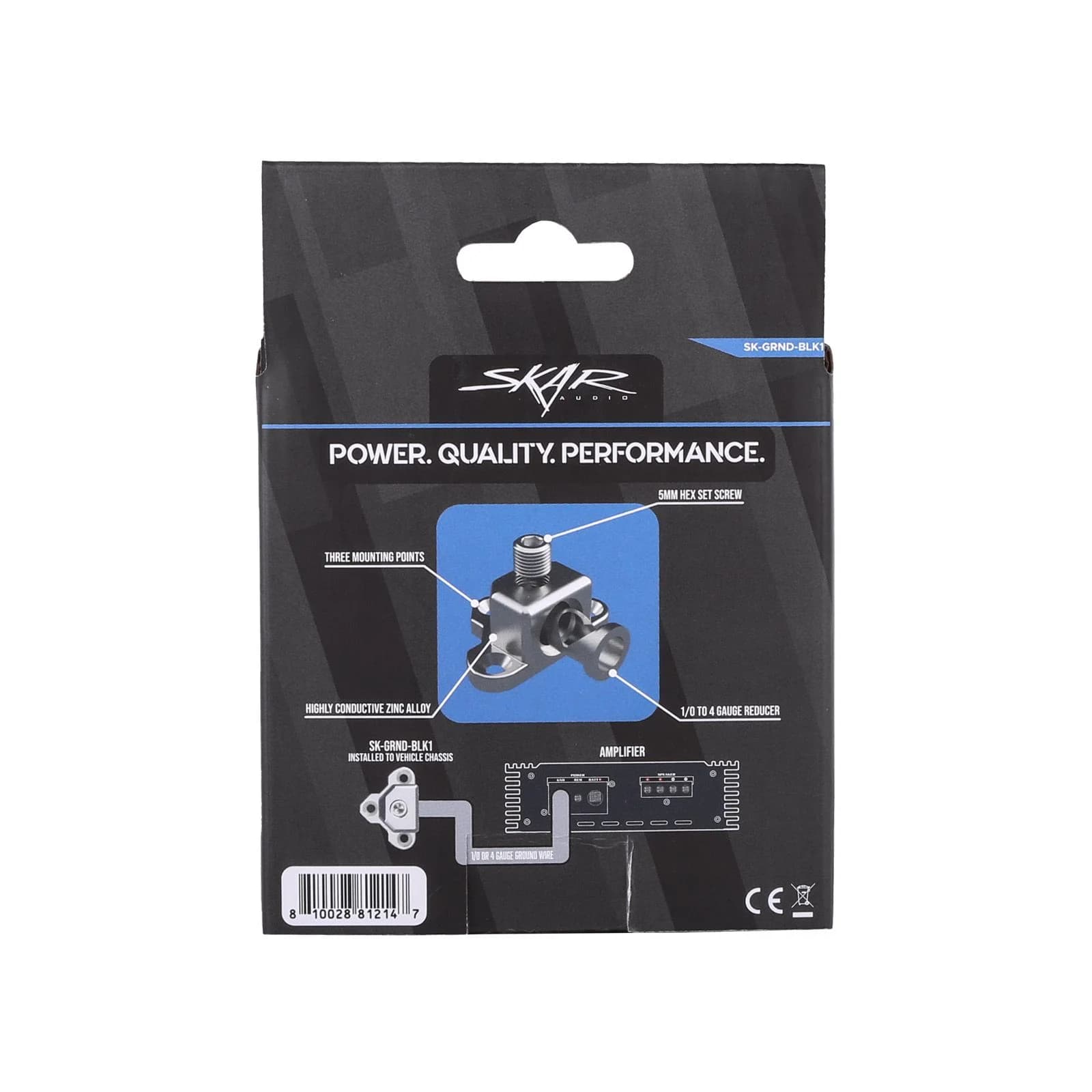 Skar Audio SK-GRND-BLK1 | Single 1/0 or 4 Gauge Ground Termination Block