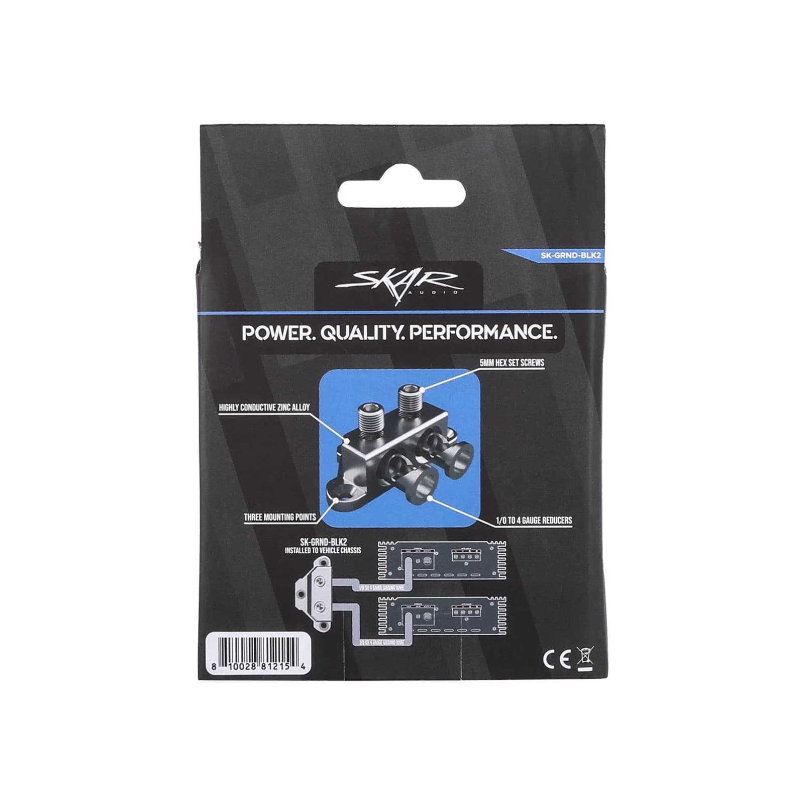 Skar Audio SK-GRND-BLK1 | Single 1/0 or 4 Gauge Ground Termination Block