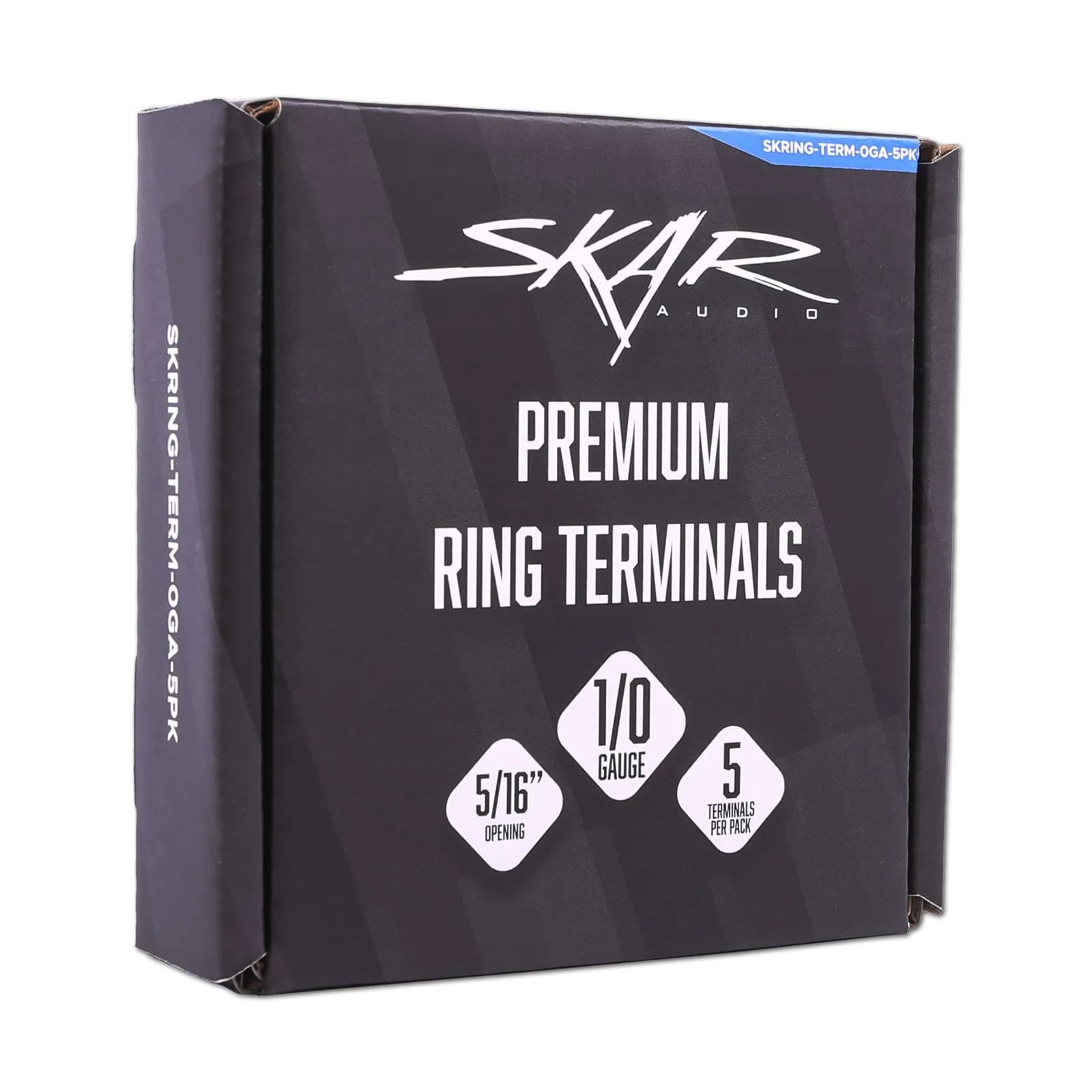 Skar Audio SKRING-TERM-0GA-5PK | 1/0 Gauge (5/16") Nickel Plated Premium Ring Terminals (5-Pack)