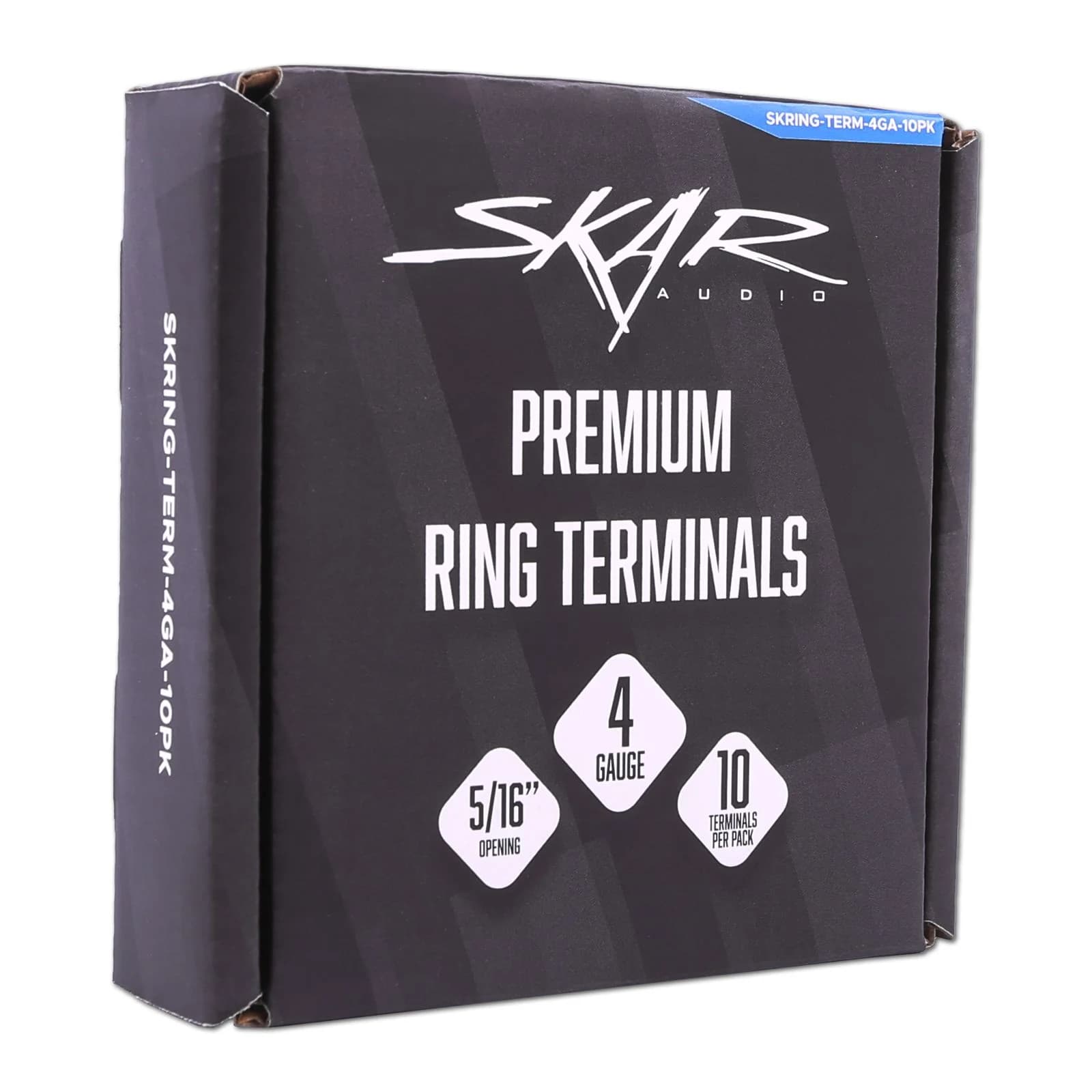 Skar Audio SKRING-TERM-4GA-10PK | 4 Gauge (5/16") Nickel Plated Premium Ring Terminals (10-Pack)