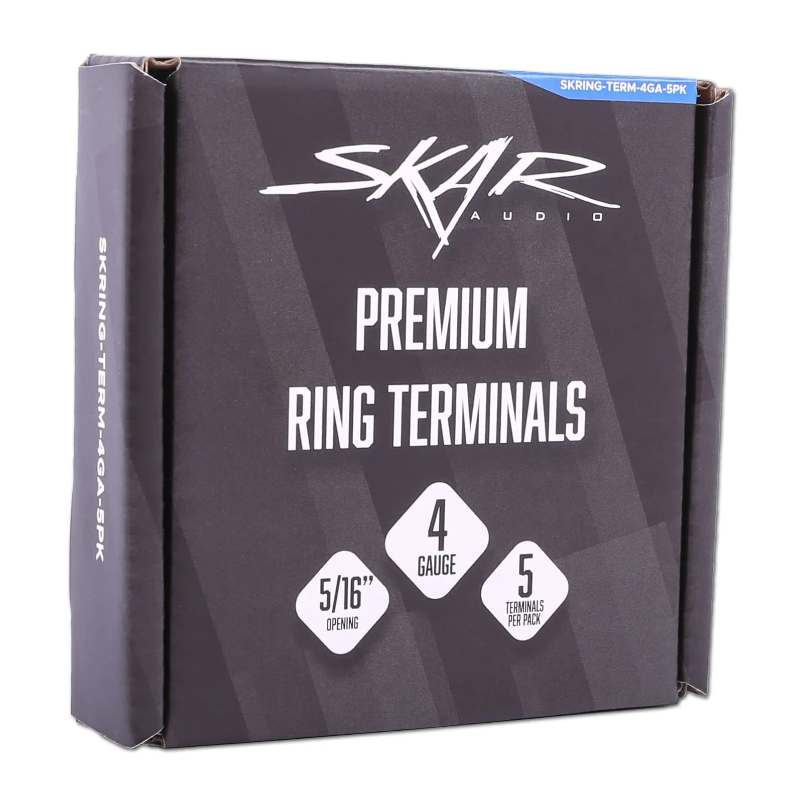 Skar Audio SKRING-TERM-4GA-5PK | 4 Gauge (5/16") Nickel Plated Premium Ring Terminals (5-Pack)
