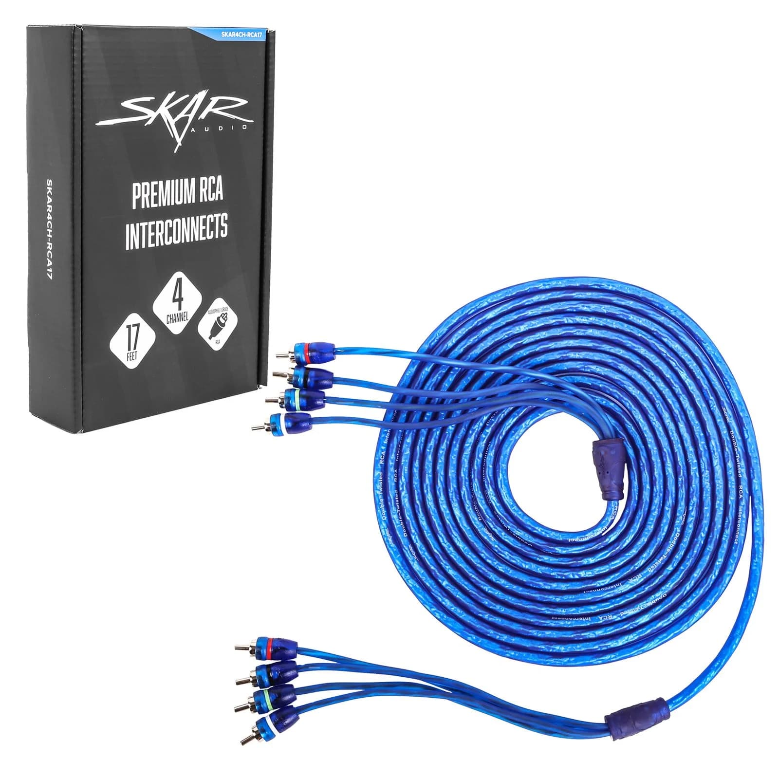 Skar Audio SKAR4CH-RCA17 | 17 Ft 4-Channel Twisted Pair RCA Interconnect Cable
