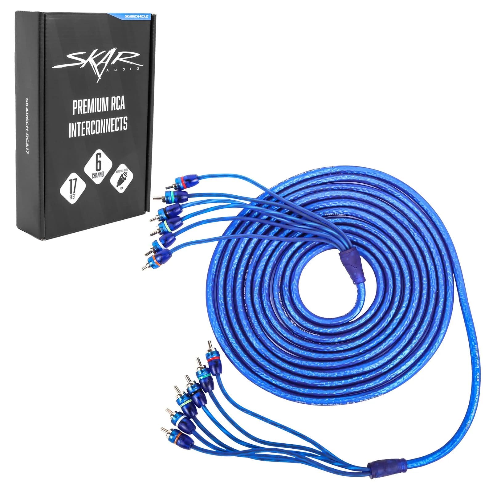 Skar Audio SKAR6CH-RCA17 | 17 Ft 6-Channel Twisted Pair RCA Interconnect Cable