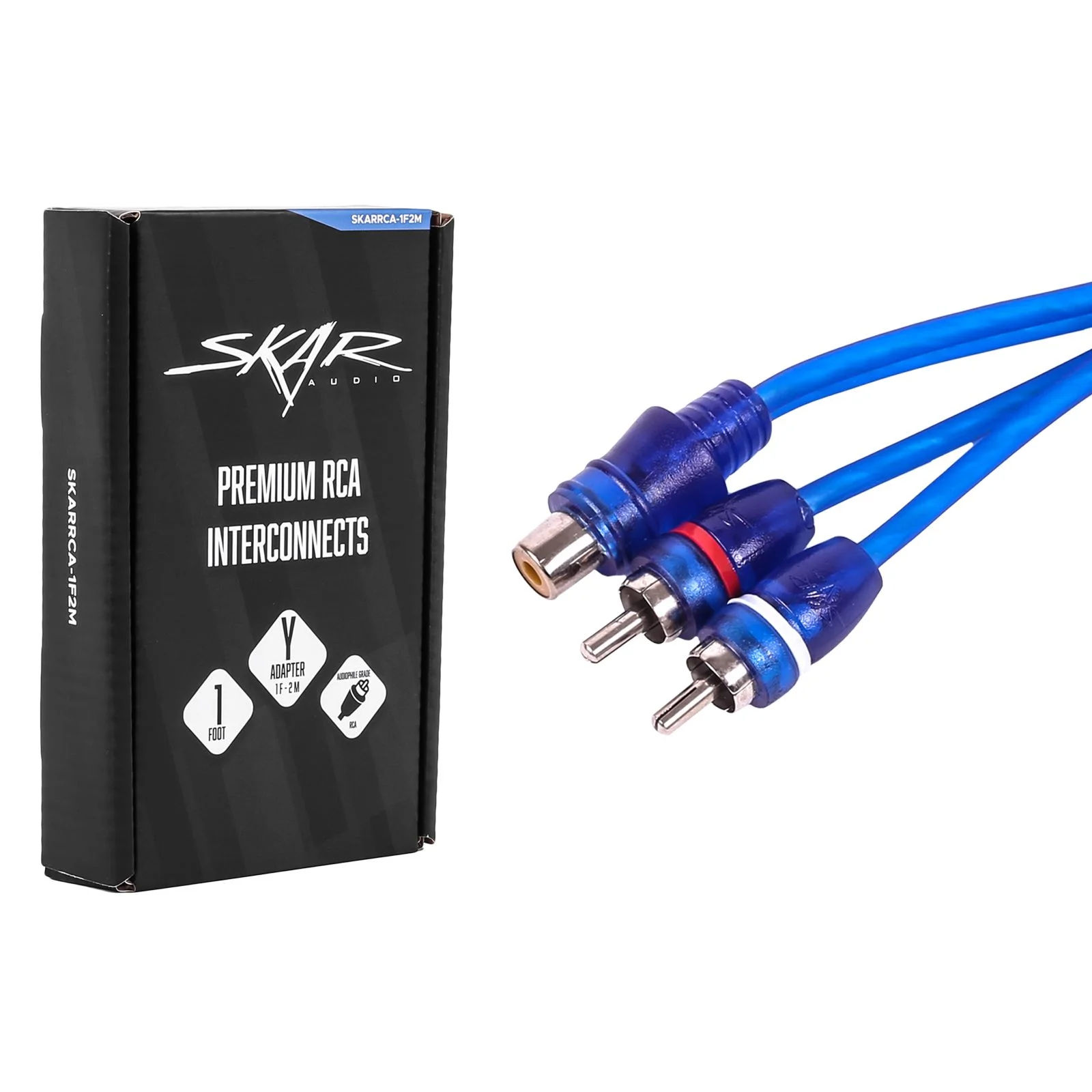 Skar Audio SKARRCA-1F2M | 1-Female to 2-Male RCA Y-Adapter (1 Ft) Cable