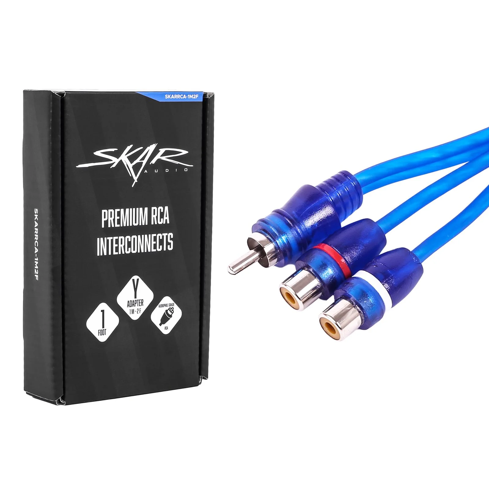 Skar Audio SKARRCA-1M2F | 1-Male to 2-Female RCA Y-Adapter (1 Ft) Cable