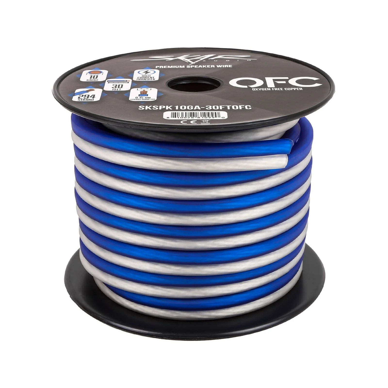 Skar Audio 10-Gauge Elite Series Max-Flex (OFC) Speaker Wire - Blue/White