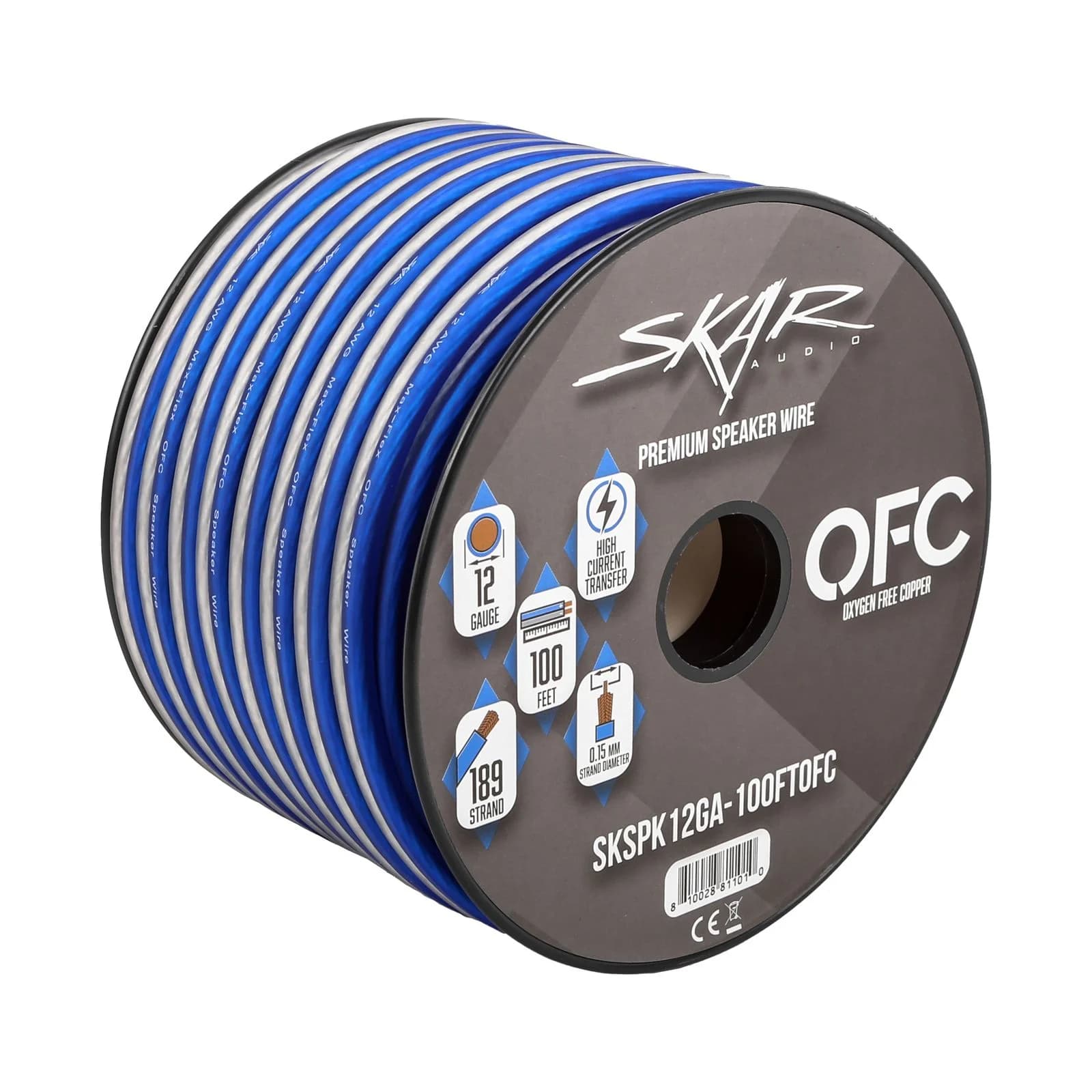 Skar Audio 12-Gauge Elite Series Max-Flex (OFC) Speaker Wire - Blue/White