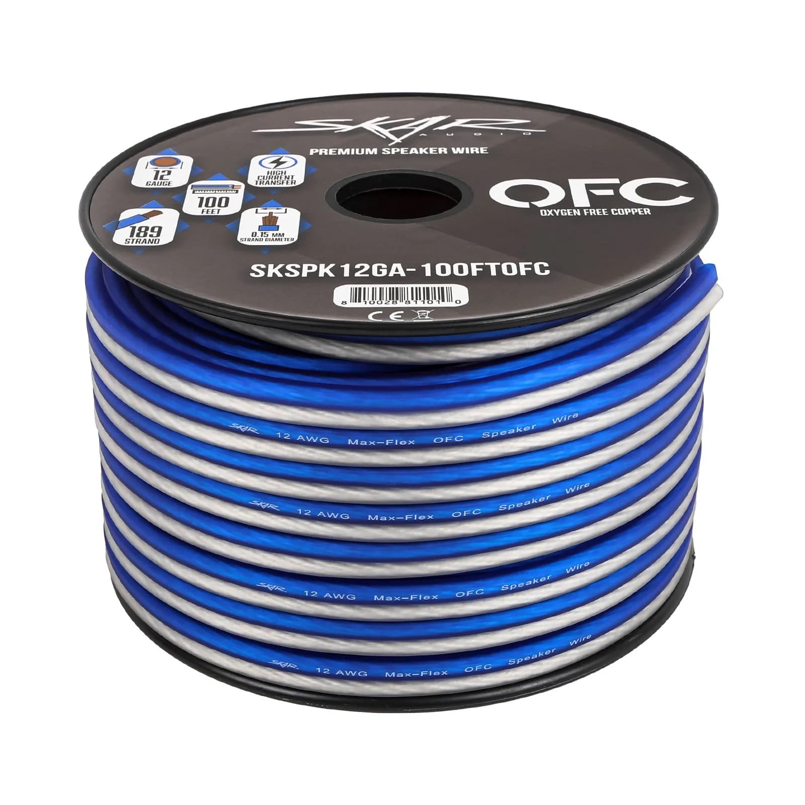 Skar Audio 12-Gauge Elite Series Max-Flex (OFC) Speaker Wire - Blue/White