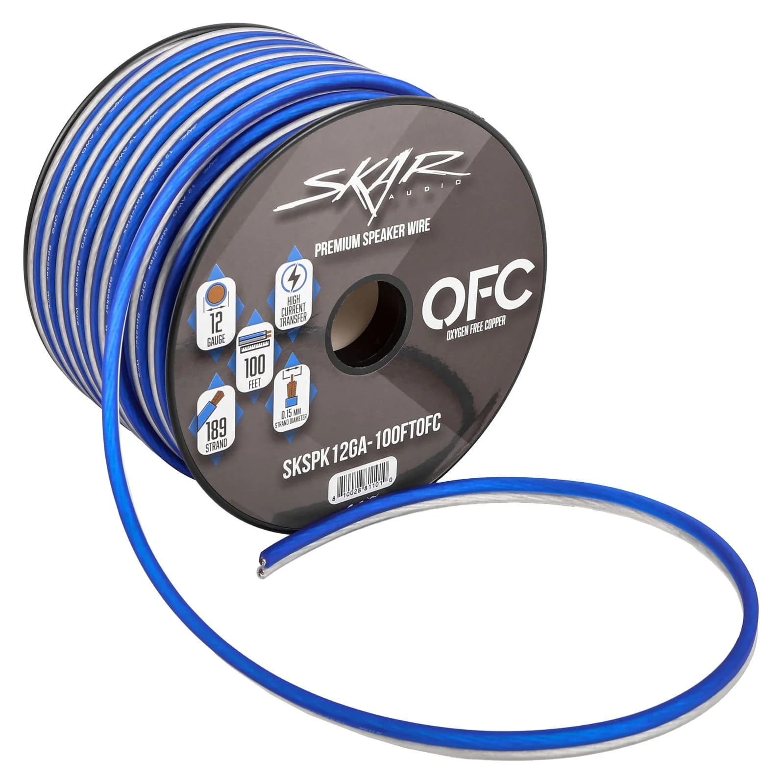 Skar Audio 12-Gauge Elite Series Max-Flex (OFC) Speaker Wire - Blue/White