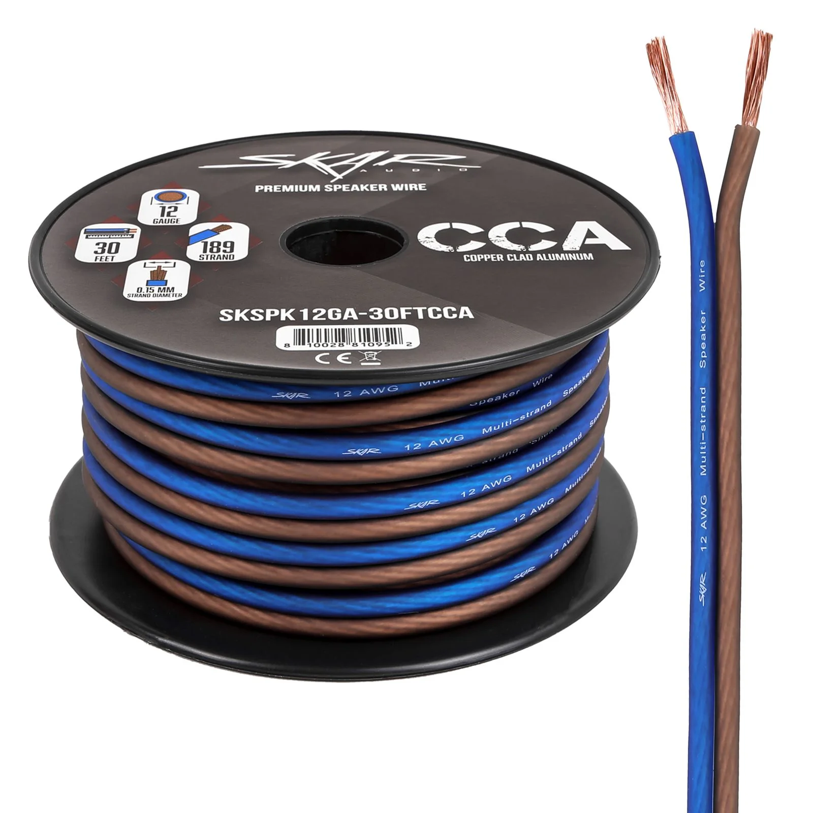 Skar Audio 12-Gauge Performance Series (CCA) Speaker Wire - Blue/Brown