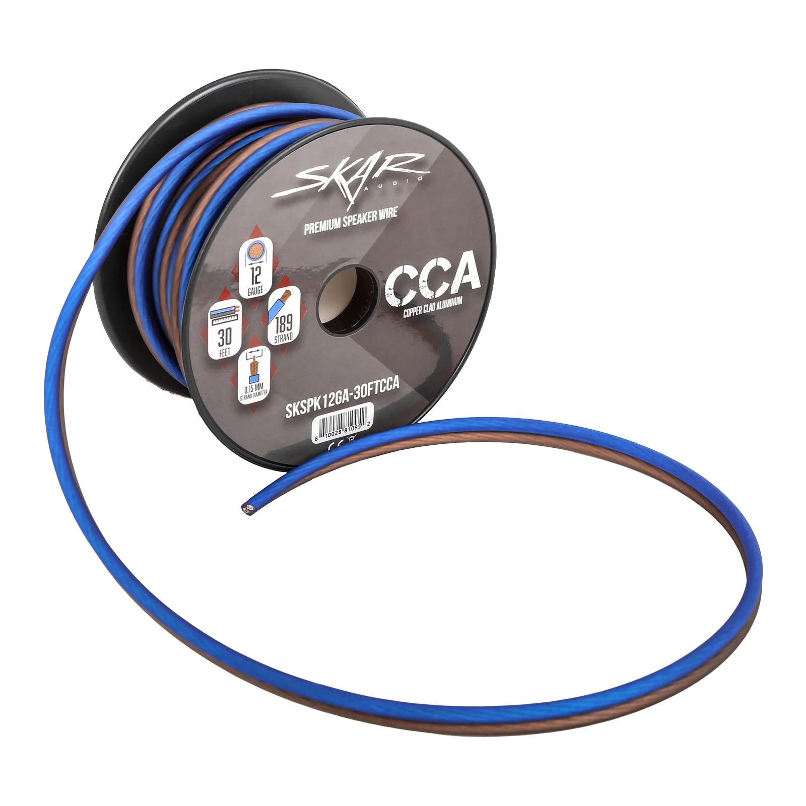 Skar Audio 12-Gauge Performance Series (CCA) Speaker Wire - Blue/Brown