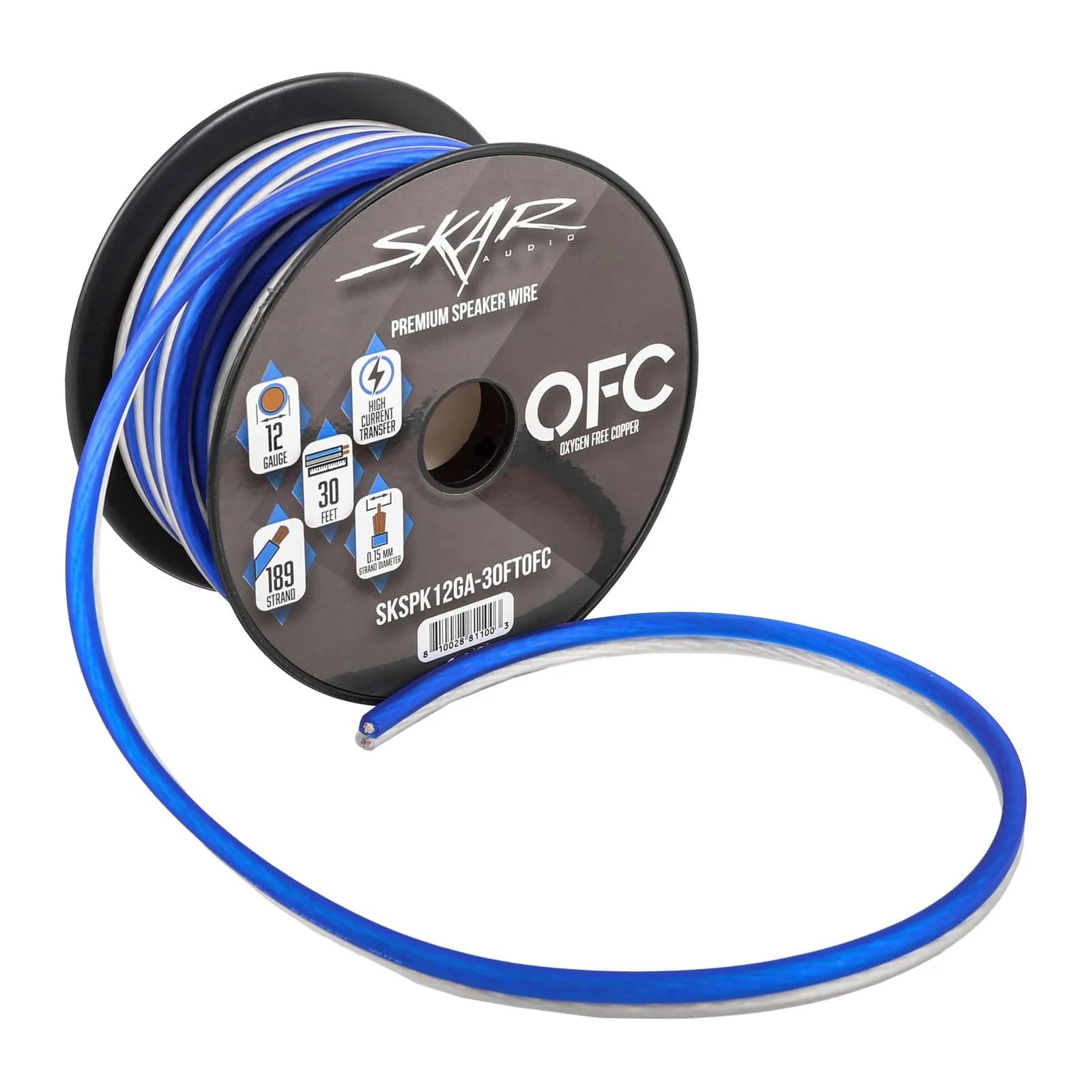 Skar Audio 12-Gauge Elite Series Max-Flex (OFC) Speaker Wire - Blue/White
